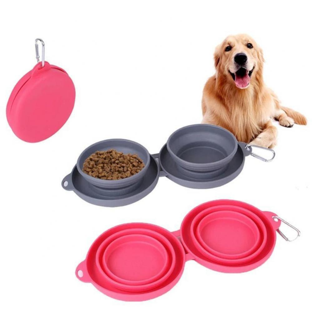 Gamelle Double Pliable en Silicone pour Chiens et Chats