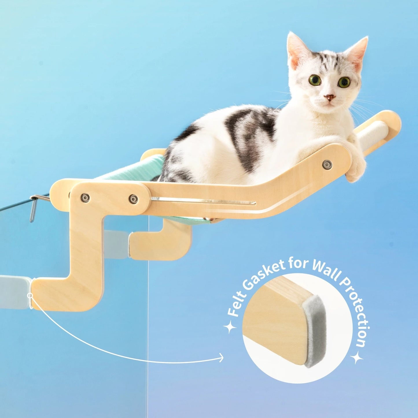 Perchoir de Fenêtre pour Chat Mewoofun – Lit Suspendu en Bois & Toile Coton Lavable