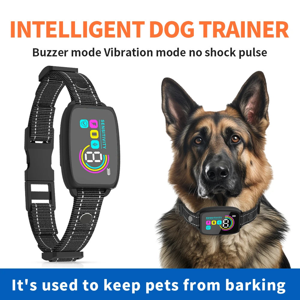 Collier Anti-Aboiement Intelligent Automatique pour Chien – Rechargeable, avec Affichage Numérique HD, Étanche IP67
