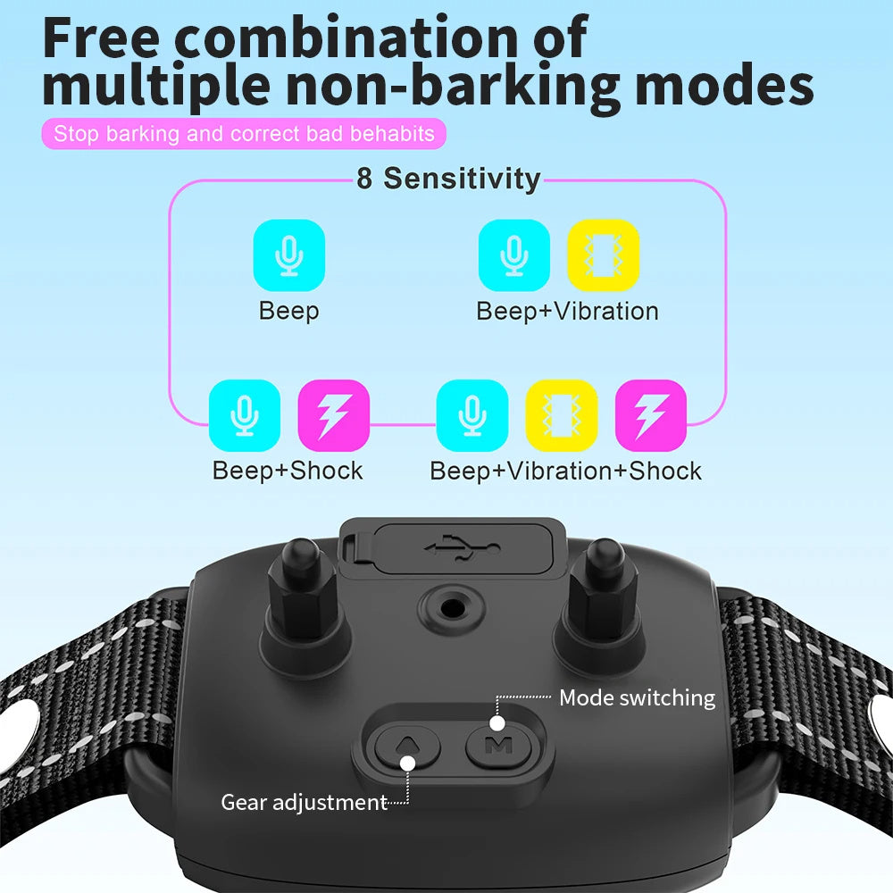Collier Anti-Aboiement Intelligent Automatique pour Chien – Rechargeable, avec Affichage Numérique HD, Étanche IP67