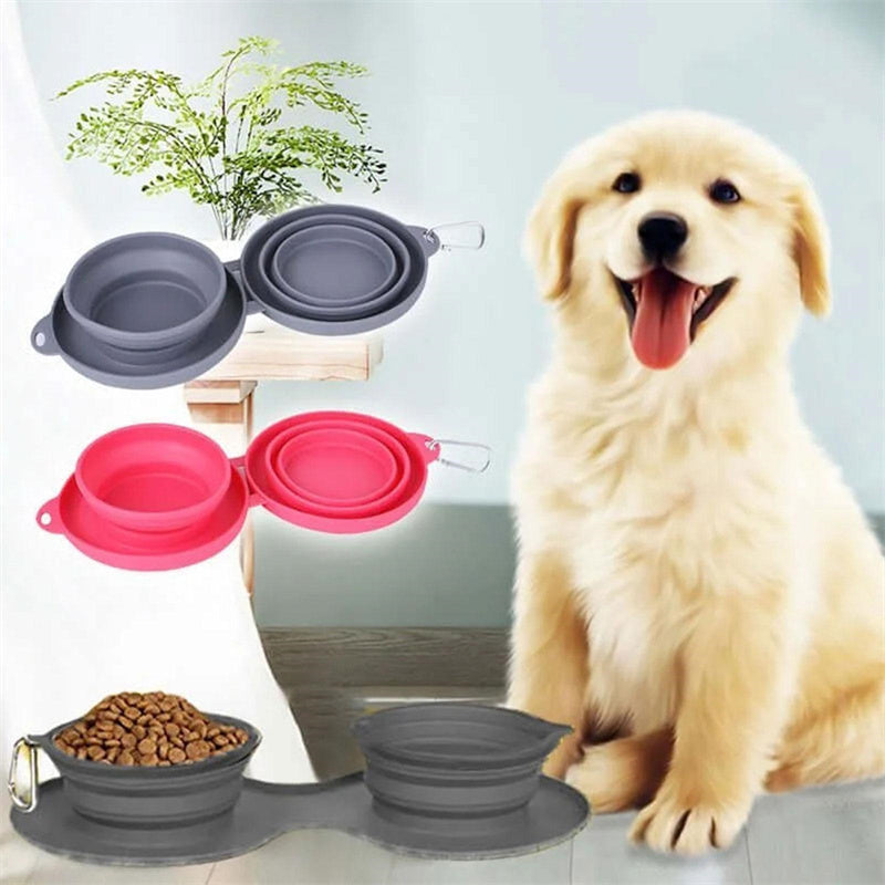 Gamelle Double Pliable en Silicone pour Chiens et Chats