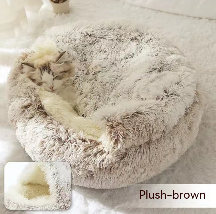 Coussin Moelleux Rond pour Chiens et Chats – Hiver & Confort Absolu