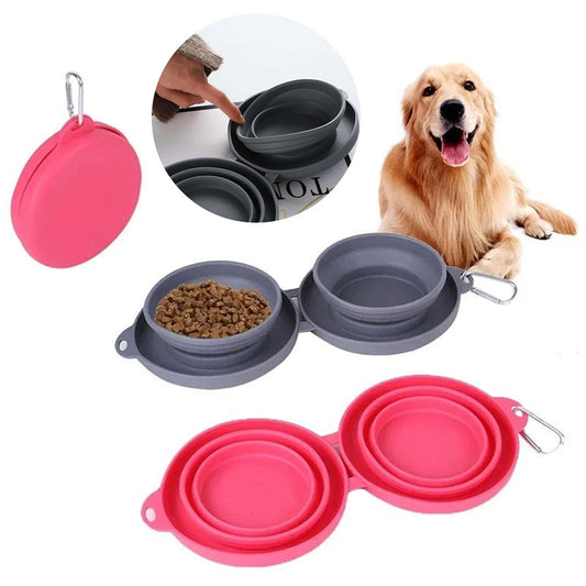 Gamelle Double Pliable en Silicone pour Chiens et Chats