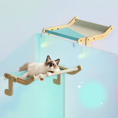 Perchoir de Fenêtre pour Chat Mewoofun – Lit Suspendu en Bois & Toile Coton Lavable