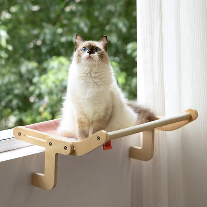 Perchoir de Fenêtre pour Chat Mewoofun – Lit Suspendu en Bois & Toile Coton Lavable